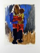 JOSEF HERMAN limited edition (78/150) colour print - figure with child in her arms, entitled