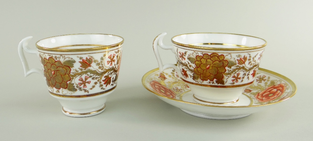 A SWANSEA PORCELAIN JAPAN PATTERN TRIO the two cups with curvaceous ogee handles, decorated with a - Image 2 of 2