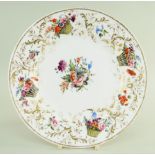 A NANTGARW PORCELAIN PLATE London decorated, to the border four wicker baskets overflowing with