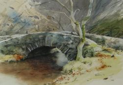 ROB PIERCY watercolour - entitled verso 'Stone Bridge, Near Trawsfynydd', signed and dated 1993,