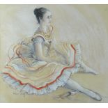 VALERIE GANZ mixed media - seated female ballet dancer, signed, 40 x 44cms Provenance: private