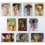 JOHN SELWAY series of ten pencil and watercolours - caricature figures, entitled 'Spanish Scenes',