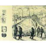 JOHN ELWYN lithograph - industrial scene with smoking chimneys and figures, 33 x 43cms Provenance: