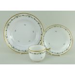 A SWANSEA PORCELAIN PART TEA SERVICE, glassy porcelain, comprising circular dish, 21cms diam, teacup