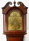 MID 18TH CENTURY WELSH OAK LONGCASE CLOCK, by John Roberts, Wrexham, the arched top brass dial