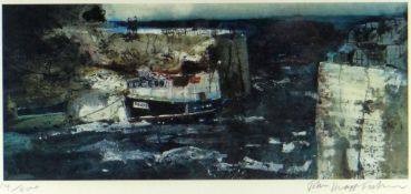 JOHN KNAPP-FISHER limited edition (14/500) colour print - entitled verso 'Porthgain Harbour', signed