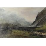 WILLIAM SELWYN mixed media - Eryri landscape near Llanberis with historic bridge, entitled verso