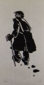 SIR KYFFIN WILLIAMS RA limited edition (71/150) woodcut - figure of a mole catcher, entitled 'Huw