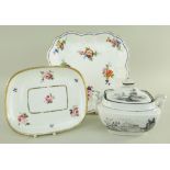A GROUP OF THREE WELSH PORCELAINS comprising Nantgarw rounded plate, decorated with sprays of