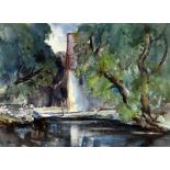 ARTHUR H S RICHARDS watercolour - woodland with building, possibly a mill, signed, 27 x 37cms