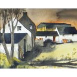JOHN CLEAL watercolour - entitled verso 'Pembrokeshire Farmhouse', signed, 17.5 x 23cms