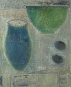 VIVIENNE WILLIAMS mixed media on paper - entitled verso on Albany Gallery label 'Blue Jar, Green