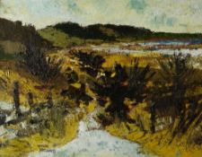 GWILYM PRICHARD oil on canvas - coastal scene, inscribed verso 'Road to the Beach Anglesey', signed,