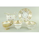 A GROUP OF SWANSEA PORCELAIN TEAWARES comprising gilt decorated trio, fluted gilded cup and rose and