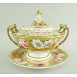 A NANTGARW PORCELAIN TUREEN FROM THE MARQUIS OF ANGLESEY SERVICE circular based with upturned