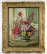 OWEN BOWEN (1873 - 1967) oil on canvas laid to board - still-life, entitled verso 'Spring
