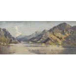 CHARLES WYATT WARREN early oil on board - titled verso 'Snowdon from Llyn Padarn' with artist's