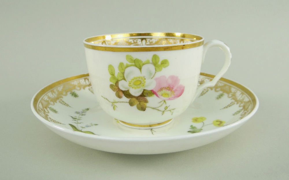 A SWANSEA PORCELAIN CUP & SAUCER the cup with ear-shaped loop handle, locally decorated with flowers - Image 2 of 29