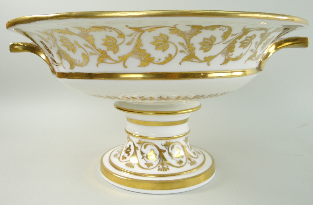 AN IMPRESSIVE SWANSEA GILDED & FLORAL PORCELAIN TAZZA circular based with flared body and twin - Image 5 of 5