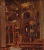 CHRISTOPHER WILLIAMS (1873 - 1934) oil on canvas laid to board - entitled verso 'The Interior of