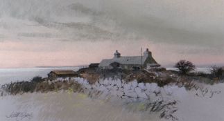 KEITH SHONE pastel - coastal cottage, Anglesey, signed, 23 x 42cms Provenance: private collection