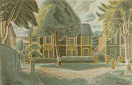 JAMES CRESSER TARR (1905-1996) small edition colour lithograph, possibly Richmond Road, Cardiff,