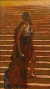 KEVIN SINNOTT oil on canvas - figure in robe, entitled verso on Bernard Jacobson Gallery label verso