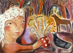 SUSAN GATHERCOLE gouache, ink and pastel - entitled on Martin Tinney Gallery label verso 'Offering',