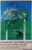 GRAHAM SUTHERLAND 1982 exhibition poster - The Tate Gallery 19th May to 4th July, Sponsored by