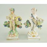 A RARE PAIR OF SWANSEA CAMBRIAN POTTERY PUTTI in the form of swag wearing flower pickers and their