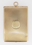 9CT GOLD MATCH / VESTA CASE, the outer case engine turned with raised circular vacant cartouche