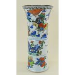 CHINESE WUCAI GU-SHAPED PORCELAIN VASE, 19TH CENTURY, decorated in the Transitional style with