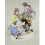 MEISSEN PORCELAIN FIGURAL GROUP OF LOVERS, model 'G22', the pair of figures dressed in 18th