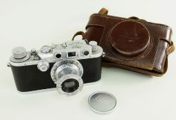 LEICA IIIa 35mm RANGEFINDER CAMERA, c. 1937-38, Serial no. 247224, with Elmar f/3.5 50mm chrome