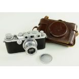 LEICA IIIa 35mm RANGEFINDER CAMERA, c. 1937-38, Serial no. 247224, with Elmar f/3.5 50mm chrome