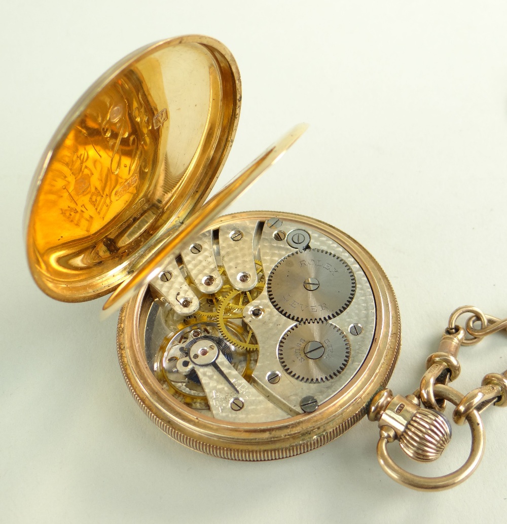 9CT GOLD OPEN FACED ROLEX POCKET WATCH engraved to inner cover 'To W. J. Samways Esq From His - Image 4 of 6