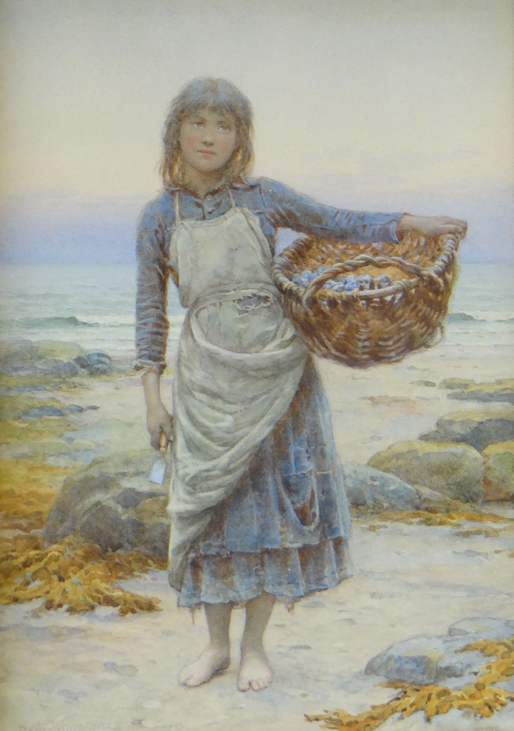 HENRY JAMES JOHNSTONE (1835 - 1907) watercolours, a pair - entitled 'The Harvest Of The Rocks', - Image 3 of 4