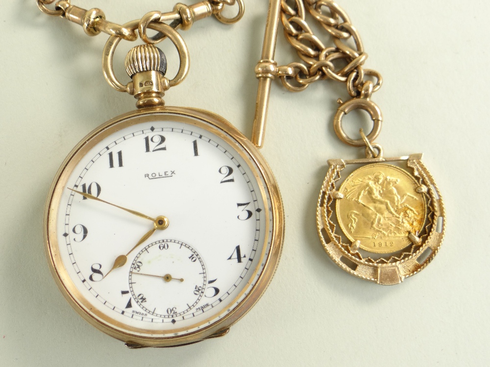 9CT GOLD OPEN FACED ROLEX POCKET WATCH engraved to inner cover 'To W. J. Samways Esq From His - Image 3 of 6