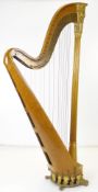 FINE WILLIAM IV BIRDS EYE MAPLE & PARCEL GILT GRECIAN HARP, by Jacob & James Erat, c. 1835-40, the