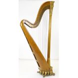 FINE WILLIAM IV BIRDS EYE MAPLE & PARCEL GILT GRECIAN HARP, by Jacob & James Erat, c. 1835-40, the