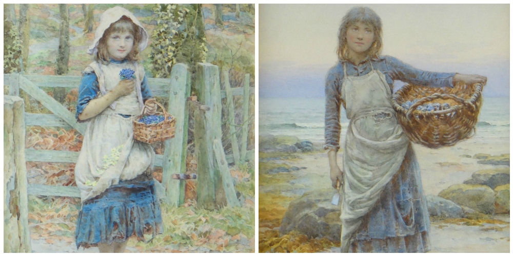 HENRY JAMES JOHNSTONE (1835 - 1907) watercolours, a pair - entitled 'The Harvest Of The Rocks',