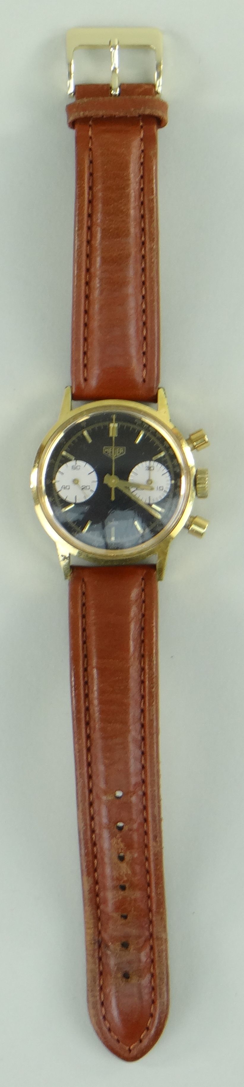 RARE GENTLEMAN'S HEUER CHRONOGRAPH WRISTWATCH, c. 1960s, ref. 7721 with reverse 'panda' dial, - Image 2 of 5