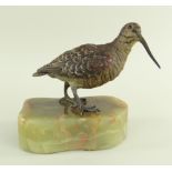 AUSTRIAN COLD PAINTED BRONZE FIGURE OF A WOODCOCK, attributed to Franz Bergman, mounted on onyx base