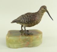 AUSTRIAN COLD PAINTED BRONZE FIGURE OF A WOODCOCK, attributed to Franz Bergman, mounted on onyx base