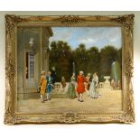 MAURICE BLUM (French 1832 - 1909) oil on canvas - elegant eighteenth century figures on a terrace