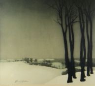 VALERIUS DE SAEDELEER (Belgian, 1876 - 1946) limited edition (125/250) etching with aquatint - snowy