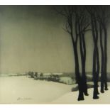 VALERIUS DE SAEDELEER (Belgian, 1876 - 1946) limited edition (125/250) etching with aquatint - snowy