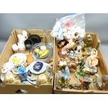 MIXED COLLECTABLES, a quantity in two boxes to include porcelain and other composition figurines and