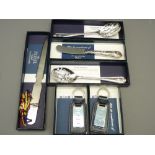 MODERN CRUISE SHIP COMPLIMENTARY SILVER & EPNS WARE to include two hallmarked silver and leather key