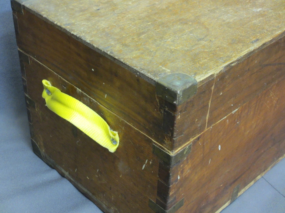 VINTAGE BRASS BANDED CAMPHORWOOD CHEST with interior candle box, 36cms H, 80.5cms L, 37cms D - Image 2 of 6